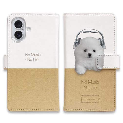 【手帳型】ポメラニアンだってNo Music No Life