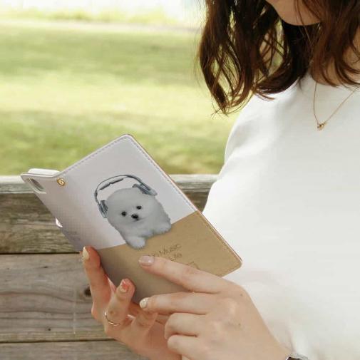 【手帳型】ポメラニアンだってNo Music No Life