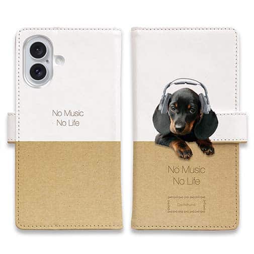 【手帳型】ダックスフンドだってNo Music No Life
