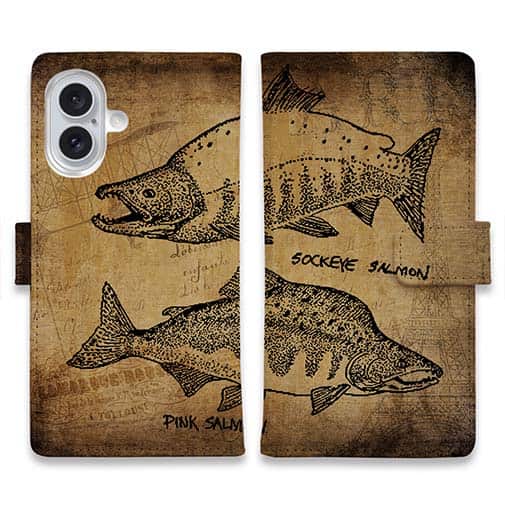 【手帳型】ビンテージサーモン