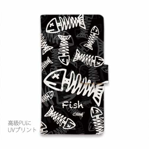 【手帳型】ボーン・フィッシュ　ブラック