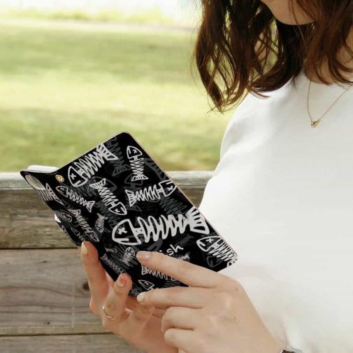 【手帳型】ボーン・フィッシュ　ブラック