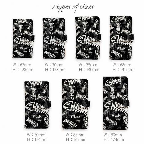 【手帳型】ボーン・フィッシュ　ブラック