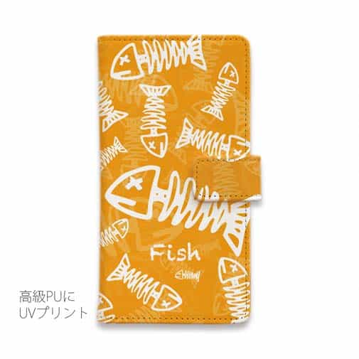 【手帳型】ボーン・フィッシュ　オレンジ