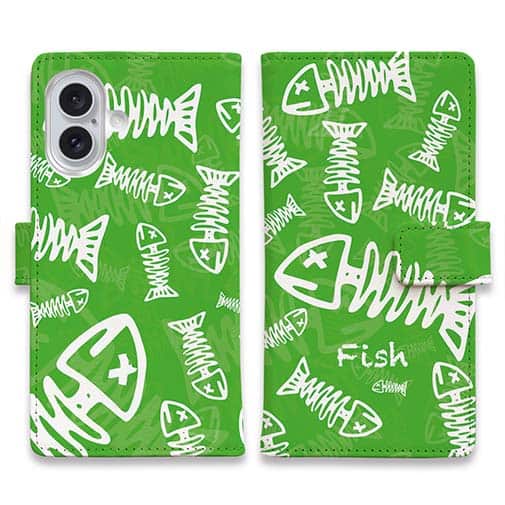 【手帳型】ボーン・フィッシュ グリーン