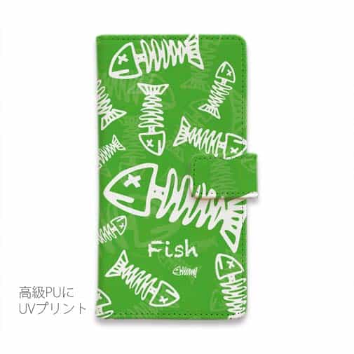 【手帳型】ボーン・フィッシュ　グリーン
