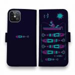 【手帳型】【釣りざんまい】愛犬と釣りを楽しむアングラー_カラフルダークネイビー