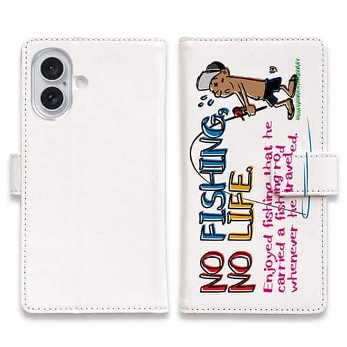 【手帳型】【釣りざんまい】魚がひいてる、どうしよう!_カラフルホワイト