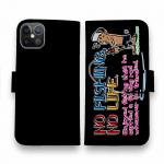 【手帳型】【釣りざんまい】魚がひいてる、どうしよう!_カラフルブラック