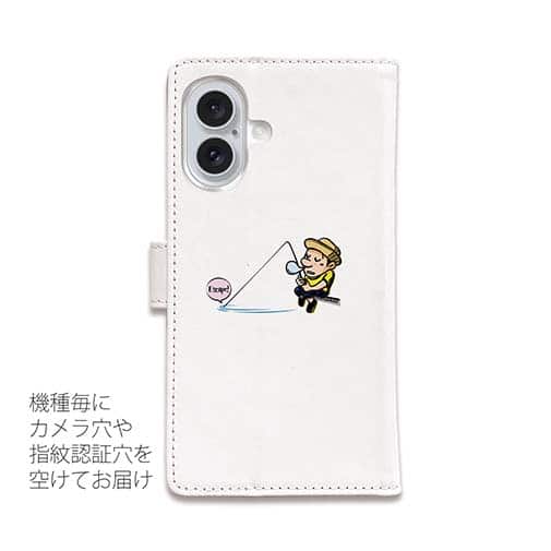 【手帳型】【釣りざんまい】ついついウトウトしちゃった釣り人_カラフルホワイト
