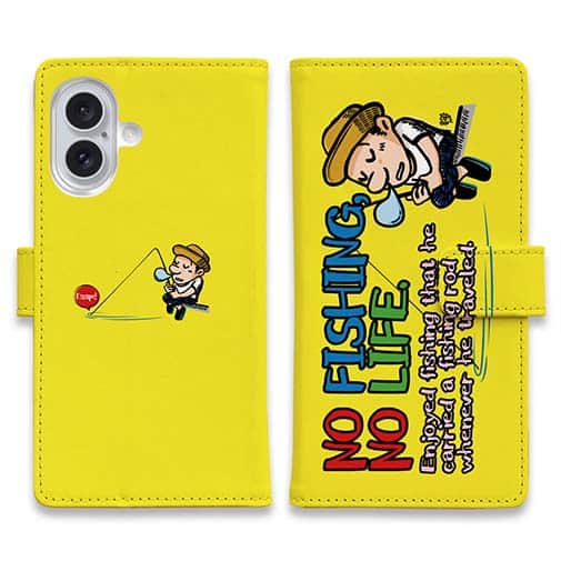 【手帳型】【釣りざんまい】ついついウトウトしちゃった釣り人_カラフルイエロー