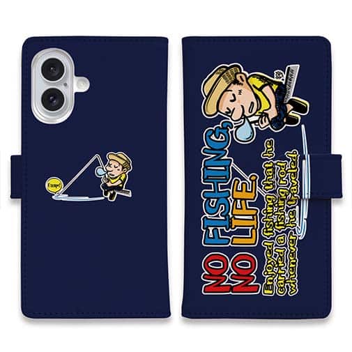 【手帳型】【釣りざんまい】ついついウトウトしちゃった釣り人_カラフルネイビー