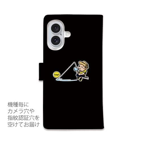 【手帳型】【釣りざんまい】ついついウトウトしちゃった釣り人_カラフルブラック
