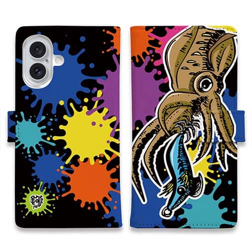 【手帳型】【釣りざんまい】エギに襲いかかるアオリイカ