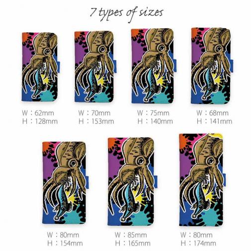 【手帳型】【釣りざんまい】エギに襲いかかるアオリイカ