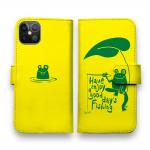 【手帳型】【釣りざんまい】カエルが釣りをするでケロ_カラフルイエロー