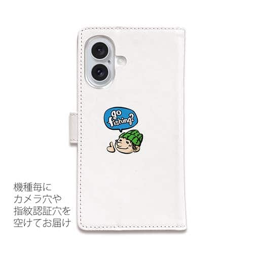 【手帳型】【釣りざんまい】ゴムボートアングラー_カラフルホワイト