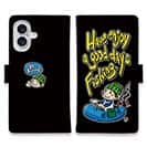 【手帳型】【釣りざんまい】ゴムボートアングラー_カラフルブラック