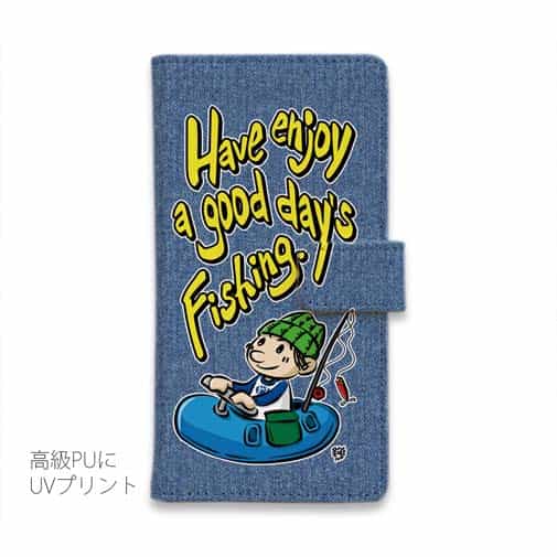 【手帳型】【釣りざんまい】ゴムボートアングラー_カラフルデニム風