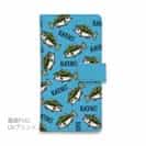 【手帳型】【釣りざんまい】ドット絵のブラックバスがいっぱい_カラフルスカイブルー