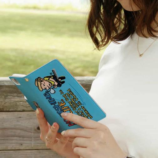 【手帳型】【釣りざんまい】ついついウトウトしちゃった釣り人_カラフルスカイブルー