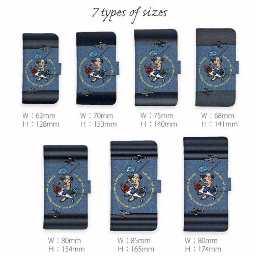 【手帳型】【釣りざんまい】ルアーを乗りこなすアングラー_カラフルデニム風