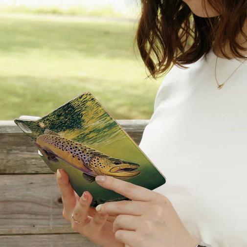 【八百板浩司】【手帳型】Brook Trout & Mayfly メイフライにかかったブルックトラウ