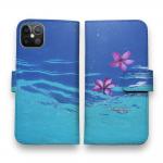 【手帳型】海の風景　海面に花