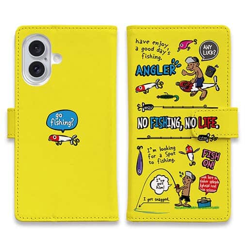 【手帳型】【釣りざんまい】釣りに行きませんか?_カラフルイエロー