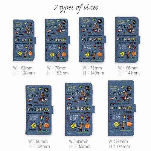 【手帳型】【釣りざんまい】釣りに行きませんか?_カラフルデニム風