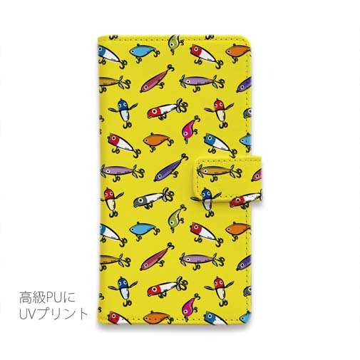 【手帳型】【釣りざんまい】ルアーコレクション_カラフルイエロー