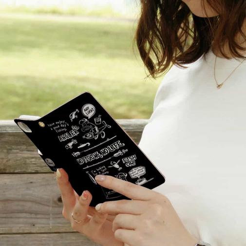 【手帳型】【釣りざんまい】釣りに行きませんか?_ブラック