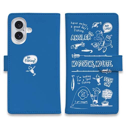 【手帳型】【釣りざんまい】釣りに行きませんか?_ブルー