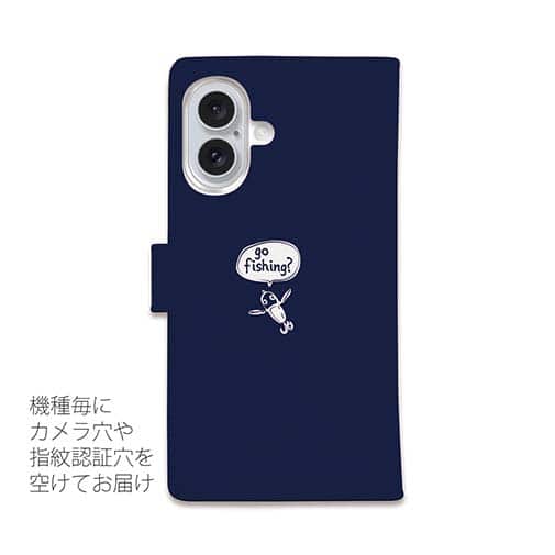 【手帳型】【釣りざんまい】釣りに行きませんか?_ネイビー