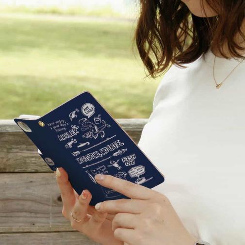 【手帳型】【釣りざんまい】釣りに行きませんか?_ネイビー