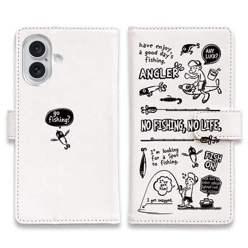 【手帳型】【釣りざんまい】釣りに行きませんか?_ホワイト