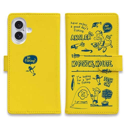 【手帳型】【釣りざんまい】釣りに行きませんか?_イエロー