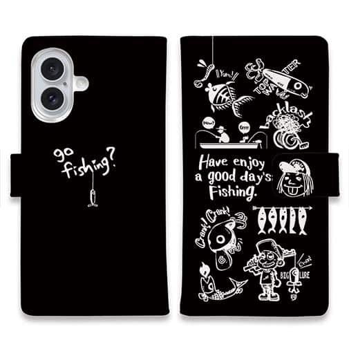 【手帳型】【釣りざんまい】魚釣りに出かけよう!_ブラック