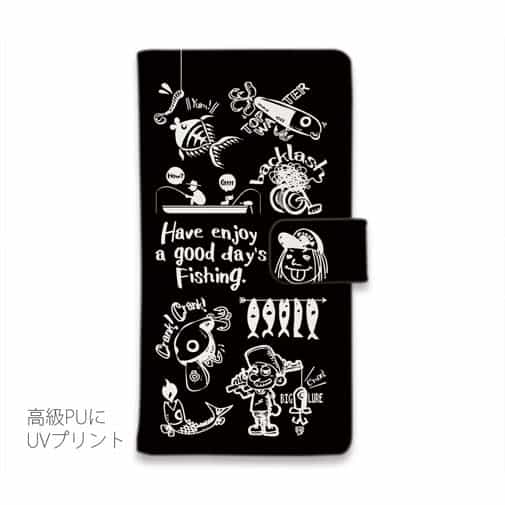 【手帳型】【釣りざんまい】魚釣りに出かけよう!_ブラック
