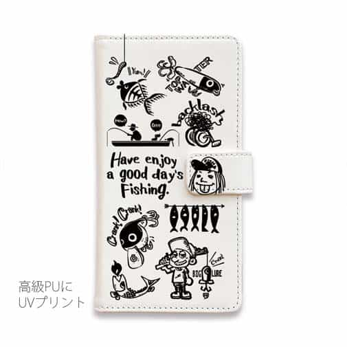 【手帳型】【釣りざんまい】魚釣りに出かけよう!_ホワイト