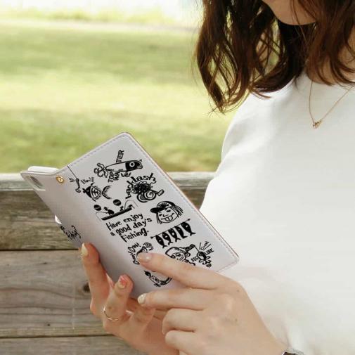 【手帳型】【釣りざんまい】魚釣りに出かけよう!_ホワイト