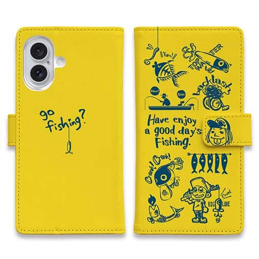 【手帳型】【釣りざんまい】魚釣りに出かけよう!_イエロー