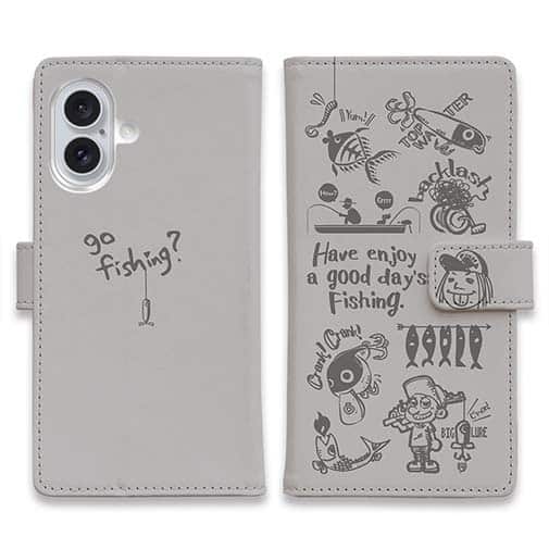 【手帳型】【釣りざんまい】魚釣りに出かけよう!_グレー