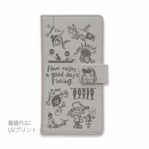 【手帳型】【釣りざんまい】魚釣りに出かけよう!_グレー