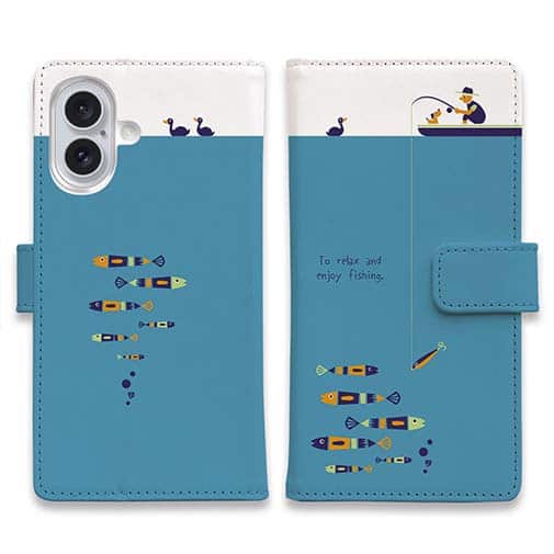 【手帳型】【釣りざんまい】のんびりと釣りを楽しむ