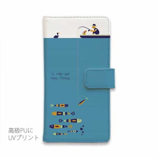 【手帳型】【釣りざんまい】のんびりと釣りを楽しむ