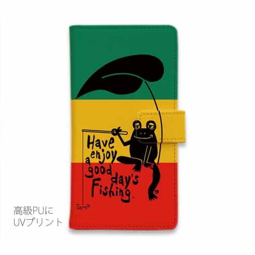 【手帳型】【釣りざんまい】カエルが釣りをするでケロ_カラフルラスタカラー
