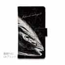 【手帳型】鰤(ブリ)　墨絵風　黒