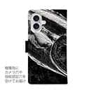 【手帳型】鰤(ブリ)　墨絵風　黒