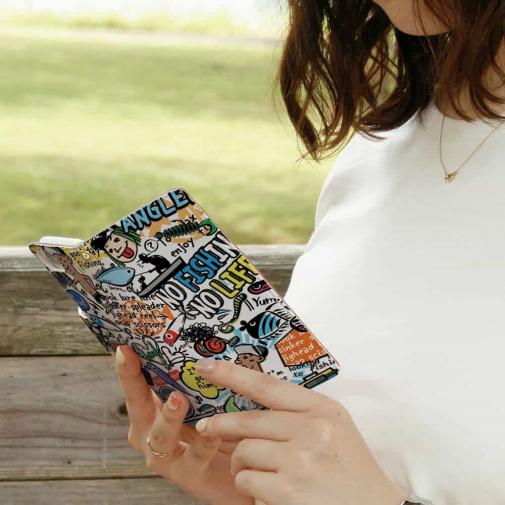 【手帳型】【釣りざんまい】爆釣アーティスティック_ホワイト